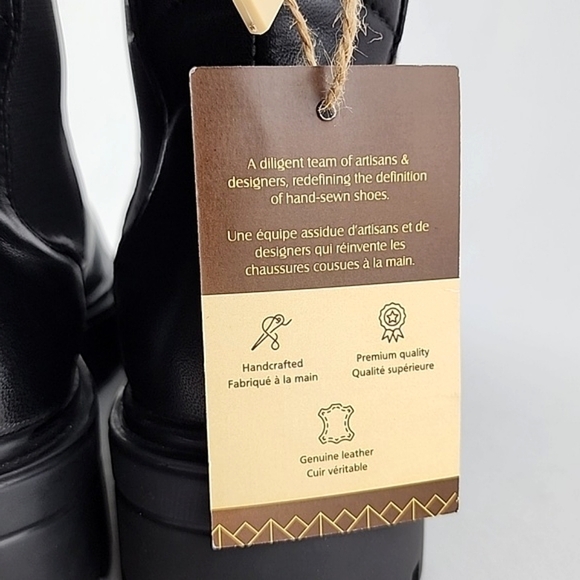 NWT Allonsi Women's Chelsea Boots Black Leather Chunky Lug Sole Pull On Size 6 - Picture 12 of 14